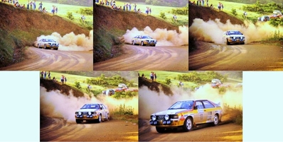 Stig Blomqvist - Björn Cederberg
31º Rothmans Acropolis Rally 1984. Audi Quattro A2 (IN-YD 29). Clasificado 1º.

Del 26 al 31 de Mayo, Atenas, Grecia.
Superficie: tierra.

El Rally tení­a un total de 2265 km, de los que 796.62 km divididos en 47 tramos eran especiales.

Tomaron la salida 104 equipos, finalizaron 32.@

Palabras clave: Stig_Blomqvist;Audi;Quattro;Grecia;Acropolis;1984;Grupo_B
