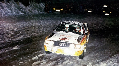 Walter Röhrl - Christian Geistdörfer
52º Rallye Automobile de Monte-Carlo 1984. Audi Quattro A2 (IN-NX 47). Clasificado 1º.

Del 21 al 27 de Enero, Monte-Carlo.
Superficie: asfalto - nieve.

El Rally tenia un total de 3328.90 km de los que 753.20 km divididos en 30 tramos eran especiales, (4 de ellas fueron cancxeladas SS3 St Jean en Royans de 39 Km, SS11 Les Savoyons - Sigoyer de 32 Km, SS12 Pont sur Barrage du Sautet de 18,40 Km, SS13 Chateau d'Ancelle - La Batie Neuve de 11,20 Km).

Se inscribieron 222 equipos, tomaron la salida 209, finalizaron 120.@
Palabras clave: Walter_Röhrl;Audi;Quattro;Grupo_B;Montecarlo;1984;Nieve