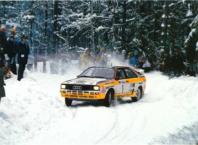 Stig Blomqvist - Bjorn Cederberg
34º International Swedish Rally 1984. Audi Quattro A2 (IN-NR 64). Clasificada 1º.

Del 10 al 12 de Febrero, Karlstad.
Superficie: nieve - hielo.

El Rally tenia un total de 1703.00 km de los que 447.70 km divididos en 27 tramos eran especiales.

Tomaron la salida 66 equipos, finalizaron 41.@
Palabras clave: Stig_Blomqvist;Audi;Quattro;Grupo_B;Suecia;1984;nieve