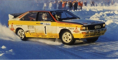 Stig Blomqvist - Bjorn Cederberg
34º International Swedish Rally 1984. Audi Quattro A2 (IN-NR 64). Clasificada 1º.

Del 10 al 12 de Febrero, Karlstad.
Superficie: nieve - hielo.

El Rally tenia un total de 1703.00 km de los que 447.70 km divididos en 27 tramos eran especiales.

Tomaron la salida 66 equipos, finalizaron 41.@
Palabras clave: Stig_Blomqvist;Audi;Quattro;Grupo_B;Suecia;1984;nieve
