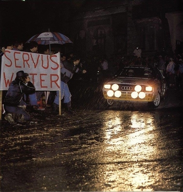 Walter Röhrl - Christian Geistdörfer
52º Rallye Automobile de Monte-Carlo 1984. Audi Quattro A2 (IN-NX 47). Clasificado 1º.

Del 21 al 27 de Enero, Monte-Carlo.
Superficie: asfalto - nieve.

El Rally tenia un total de 3328.90 km de los que 753.20 km divididos en 30 tramos eran especiales, (4 de ellas fueron cancxeladas SS3 St Jean en Royans de 39 Km, SS11 Les Savoyons - Sigoyer de 32 Km, SS12 Pont sur Barrage du Sautet de 18,40 Km, SS13 Chateau d'Ancelle - La Batie Neuve de 11,20 Km).

Se inscribieron 222 equipos, tomaron la salida 209, finalizaron 120.@
Palabras clave: Walter_Röhrl;Audi;Quattro;Grupo_B;Montecarlo;1984;Nieve