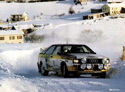 Walter Röhrl - Christian Geistdörfer
52º Rallye Automobile de Monte-Carlo 1984. Audi Quattro A2 (IN-NX 47). Clasificado 1º.

Del 21 al 27 de Enero, Monte-Carlo.
Superficie: asfalto - nieve.

El Rally tenia un total de 3328.90 km de los que 753.20 km divididos en 30 tramos eran especiales, (4 de ellas fueron cancxeladas SS3 St Jean en Royans de 39 Km, SS11 Les Savoyons - Sigoyer de 32 Km, SS12 Pont sur Barrage du Sautet de 18,40 Km, SS13 Chateau d'Ancelle - La Batie Neuve de 11,20 Km).

Se inscribieron 222 equipos, tomaron la salida 209, finalizaron 120.@
Palabras clave: Walter_Röhrl;Audi;Quattro;Grupo_B;Montecarlo;1984;Nieve
