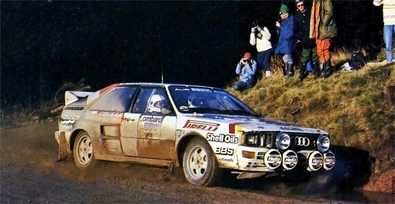 Hannu Mikkola - Arne Hertz
33º Lombard RAC Rally 1984. Audi Quattro A2 (44 CMN). Clasificado 2º.
Audi Sport UK

Del 25 al 29 de Noviembre, Chester, Cheshire, Inglaterra, Reino Unido.
Superficie: tierra.

El Rally tenia un total de 3232.00 km de los que 868.54 km divididos en 56 tramos eran especiales.

Se inscribieron 124 equipos, tomaron la salida 119, finalizaron 52.@
Palabras clave: Audi;Quattro;Grupo_B;Gran_Bretaña;RAC_Rally;Inglaterra