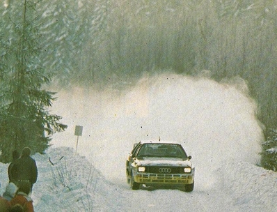 Michèle Mouton - Fabrizia Pons
34º International Swedish Rally 1984. Audi Quattro A2 (IN-NV 3). Clasificada 2º.

Del 10 al 12 de Febrero, Karlstad.
Superficie: nieve - hielo.

El Rally tenia un total de 1703.00 km de los que 447.70 km divididos en 27 tramos eran especiales.

Tomaron la salida 66 equipos, finalizaron 41.@
Palabras clave: Michele_Mouton;Audi;Quattro;Grupo_B;Suecia;1984;nieve