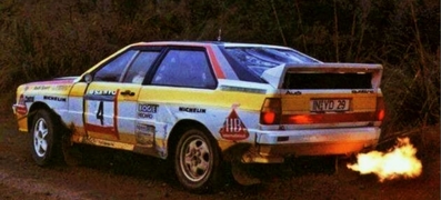 Hannu Mikkola - Arne Hertz
14º Rally de Nueva Zelanda 1984. Audi Quattro A2. Clasificado 3º.
El Rally tenia un total de 2626 km de los que 1044 km divididos en 45 tramos, eran especiales.
Tomaron la salida 63 participantes, finalizaron 35.@
Palabras clave: ;Crash;Audi;Quattro;Grupo_B;1984