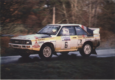 Michèle Mouton - Fabrizia Pons
33º Lombard RAC Rally 1984. Audi Sport Quattro S1 (IN-NT 2). Clasificada 4ª.
Audi Sport

Del 25 al 29 de Noviembre, Chester, Cheshire, Inglaterra, Reino Unido.
Superficie: tierra.

El Rally tenia un total de 3232.00 km de los que 868.54 km divididos en 56 tramos eran especiales.

Se inscribieron 124 equipos, tomaron la salida 119, finalizaron 52.@
Palabras clave: Michele_Mouton;Audi;Sport;Quattro;Gran_Bretaña;Grupo_B;1984;RAC_Rally