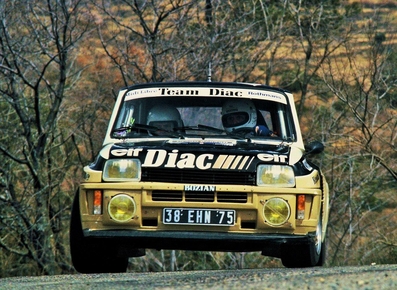 François Chatriot - Michel Périn
5º Rallye des Garrigues 1984. Renault 5 Turbo (38 EHN 75). Clasificado 4º.

Del 30 al 31 de Marzo, Nîmes, Gard, Francia.
Superficie: asfalto.

Tomaron la salida 102 equipos, finalizaron 44.@
Palabras clave: ;Renault;turbo;Grupo_B;Garrigues;1984