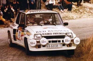 Carlos Sainz Cenamor - Antonio Boto
32º Rally RACE - Costa Blanca 1984. Renault 5 Turbo (VA-6658-I). Clasificado 5º.

Del 17 al 19 de Marzo, Alicante, España.
Superficie: asfalto.

El Rally tenía un total de 398.61 km cronometrados.

Tomaron la salida 98 equipos, finalizaron 48.@
Palabras clave: Carlos_Sainz;Antonio_Boto;Race;Costa_Blanca;Renault;Turbo;1984;Grupo_B