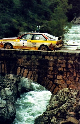 Stig Blomqvist - Björn Cederberg
28º Tour de Corse - Rallye de France 1984. Audi Quattro A2 (IN-NJ 5). Clasificado 5º.

Del 3 al 5 de Mayo, Ajaccio, Córcega, Francia.
Superficie: asfalto.

El Rally tenia un total de 1618 km de los que 1130.9 km divididos en 30 tramos eran especiales.

Se inscribieron 158 equipos, tomaron la salida 155, finalizaron 57.@
Palabras clave: Stig_Blomqvist;Audi;Quattro;Grupo_B;Corse;Corcega;1984