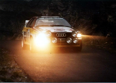 Stig Blomqvist - Björn Cederberg
28º Tour de Corse - Rallye de France 1984. Audi Quattro A2 (IN-NJ 5). Clasificado 5º.

Del 3 al 5 de Mayo, Ajaccio, Córcega, Francia.
Superficie: asfalto.

El Rally tenia un total de 1618 km de los que 1130.9 km divididos en 30 tramos eran especiales.

Se inscribieron 158 equipos, tomaron la salida 155, finalizaron 57.@
Palabras clave: Stig_Blomqvist;Audi;Quattro;Grupo_B;Corse;Corcega;1984
