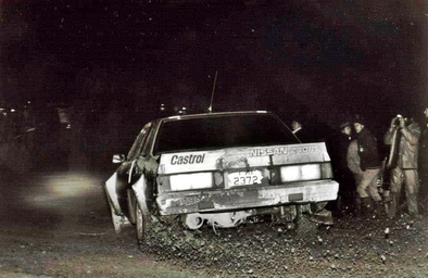 Timo Salonen - Seppo Harjanne
33º Lombard RAC Rally 1984. Nissan 240RS, (FXI 2372). Clasificado 6º.

Del 25 al 29 de Noviembre, Chester, Cheshire, Inglaterra, Reino Unido.
Superficie: tierra.

El Rally tenia un total de 3232.00 km de los que 868.54 km divididos en 56 tramos eran especiales.

Se inscribieron 124 equipos, tomaron la salida 119, finalizaron 52.@
Palabras clave: Timo_Salonen;Seppo_Harjanne;Nissan;t;Grupo_B;1984;RAC_Rally;Inglaterra