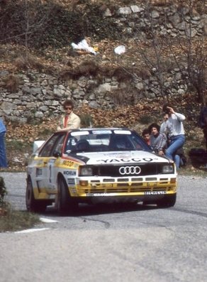 Bernard Darniche - Alain Mahé
5º Rallye des Garrigues 1984. Audi Quattro A2 (IN-NR 64). Clasificado 6º.

Del 30 al 31 de Marzo, Nîmes, Gard, Francia.
Superficie: asfalto.

Tomaron la salida 102 equipos, finalizaron 44.@
Palabras clave: Bernard_Darniche;Audi;Quattro;Garrigues;Grupo_B;1984