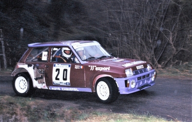 Philippe Touren - Albert Neyron
5º Rallye des Garrigues 1984. Renault 5 Turbo. Clasificado 7º.

Del 30 al 31 de Marzo, Nîmes, Gard, Francia.
Superficie: asfalto.

Tomaron la salida 102 equipos, finalizaron 44.@
Palabras clave: ;Renault;Turbo;Grupo_B;Garrigues;1984