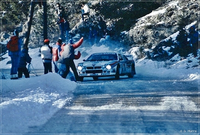 Markku Alén - Ilkka Kivimäki
52º Rallye Automobile de Monte-Carlo 1984. Lancia Rally 037 (TO W67785). Clasificado 8º.

Del 21 al 27 de Enero, Monte-Carlo.
Superficie: asfalto - nieve.

El Rally tenia un total de 3328.90 km de los que 753.20 km divididos en 30 tramos eran especiales, (4 de ellas fueron canceladas SS3 St Jean en Royans de 39 Km, SS11 Les Savoyons - Sigoyer de 32 Km, SS12 Pont sur Barrage du Sautet de 18,40 Km, SS13 Chateau d'Ancelle - La Batie Neuve de 11,20 Km).

Se inscribieron 222 equipos, tomaron la salida 209, finalizaron 120.@
Palabras clave: Markku_Alen;Lancia;Grupo_B;Montecarlo;1984;nieve