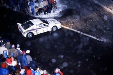 Markku Alén - Illka Kivimaki
52º Rallye Automobile de Monte-Carlo 1984. Lancia Rally 037 (TO W67785). Clasificado 8º.

Del 21 al 27 de Enero, Monte-Carlo.
Superficie: asfalto - nieve.

El Rally tenia un total de 3328.90 km de los que 753.20 km divididos en 30 tramos eran especiales, (4 de ellas fueron canceladas SS3 St Jean en Royans de 39 Km, SS11 Les Savoyons - Sigoyer de 32 Km, SS12 Pont sur Barrage du Sautet de 18,40 Km, SS13 Chateau d'Ancelle - La Batie Neuve de 11,20 Km).

Se inscribieron 222 equipos, tomaron la salida 209, finalizaron 120.@
Palabras clave: Markku_Alen;Lancia;Rally;Grupo_B;Montecarlo;1984