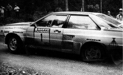 Walter Röhrl - Christian Geistdörfer
14º Sanyo Rally of New Zealand 1984. Audi Quattro A2 (IN-YD 6). Abandonó en SS8 Paparoa Station Road de 23.88 Km.

Del 23 al 26 de Junio, Auckland, Nueva Zelanda.
Superficie: tierra.

El Rally tenia un total de 2626 km de los que 1044 km divididos en 45 tramos eran especiales.

Tomaron la salida 63 equipos, finalizaron 35.@
Palabras clave: Walter_Röhrl;Audi;Quattro;Nueva_Zelanda;1984