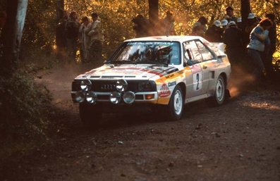 Stig Blomqvist - Björn Cederberg
26º Rallye Sanremo 1984. Audi Sport Quattro S1 (IN-NT 2). Abandonó por motor en SS41 Ghizzano 2 de 13,20 km.

Del 30 de Septiembre al 5 de Octubre, Sanremo, Liguria, Imperia, Italia.
Superficie: asfalto -tierra.

El Rally tenia un total de 2546.29 km de los que 807.69 km divididos en 56 tramos eran especiales, (2 de ellas fueron canceladas SS7 Sante Luce de 12,30 km y SS26 Chiusdino 2 de 17,41 Km).

Se inscribieron 104 equipos, tomaron la salida 100, finalizaron 35.@
Palabras clave: Stig_Blomqvist;Audi;Sport;Quattro;Sanremo;1984;Grupo_B