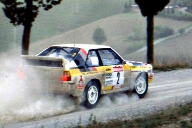 Stig Blomqvist - Bjorn Cederberg
26º Rallye Sanremo 1984. Audi Sport Quattro S1 (IN-NT 2). Abandonó por motor en SS41 Ghizzano 2 de 13,20 km.

Del 30 de Septiembre al 5 de Octubre, Sanremo, Liguria, Imperia, Italia.
Superficie: asfalto -tierra.

El Rally tenia un total de 2546.29 km de los que 807.69 km divididos en 56 tramos eran especiales, (2 de ellas fueron canceladas SS7 Sante Luce de 12,30 km y SS26 Chiusdino 2 de 17,41 Km).

Se inscribieron 104 equipos, tomaron la salida 100, finalizaron 35.@
Palabras clave: Stig_Blomqvist;Audi;Quattro;Sport;Sanremo;Grupo_B;1984