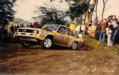 Stig Blomqvist - Björn Cederberg
26º Rallye Sanremo 1984. Audi Sport Quattro S1 (IN-NT 2). Abandonó por motor en SS41 Ghizzano 2 de 13,20 km.

Del 30 de Septiembre al 5 de Octubre, Sanremo, Liguria, Imperia, Italia.
Superficie: asfalto -tierra.

El Rally tenia un total de 2546.29 km de los que 807.69 km divididos en 56 tramos eran especiales, (2 de ellas fueron canceladas SS7 Sante Luce de 12,30 km y SS26 Chiusdino 2 de 17,41 Km).

Se inscribieron 104 equipos, tomaron la salida 100, finalizaron 35.@
Palabras clave: Stig_Blomqvist;Audi;Sport;Quattro;Grupo_B;Sanremo;1984