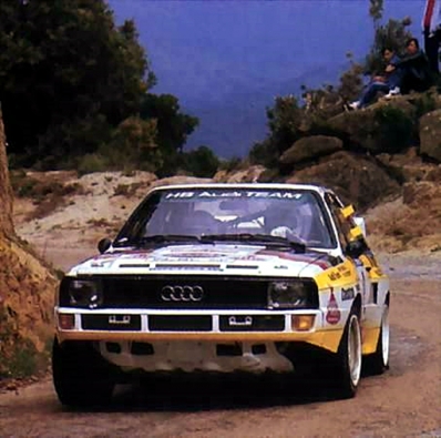 Walter Röhrl - Christian Geistdörfer
28º Tour de Corse - Rallye de France 1984. Audi Sport Quattro S1 (IN-NC 46). Abandonó por motor en SS8 Muracciole - Abbazia de 50.50 km.

Del 3 al 5 de Mayo, Ajaccio, Córcega, Francia.
Superficie: asfalto.

El Rally tenia un total de 1618 km de los que 1130.9 km divididos en 30 tramos eran especiales.

Se inscribieron 158 equipos, tomaron la salida 155, finalizaron 57.@
Palabras clave: Walter_Röhrl;Audi;Quattro;Sport;Corcega;Grupo_B;1984;Corse