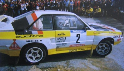 Walter Röhrl - Christian Geistdörfer
28º Tour de Corse - Rallye de France 1984. Audi Sport Quattro S1 (IN-NC 46). Abandonó por motor en SS8 Muracciole - Abbazia de 50.50 km.

Del 3 al 5 de Mayo, Ajaccio, Córcega, Francia.
Superficie: asfalto.

El Rally tenia un total de 1618 km de los que 1130.9 km divididos en 30 tramos eran especiales.

Se inscribieron 158 equipos, tomaron la salida 155, finalizaron 57.@
Palabras clave: Walter_Röhrl;Audi;Quattro;Sport;Corcega;Grupo_B;1984;corse