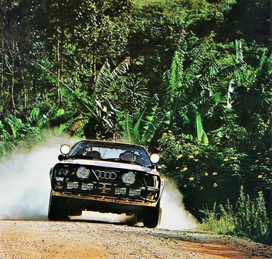 Michèle Mouton - Fabrizia Pons
32º Marlboro Safari Rally 1984. Audi Quattro A2 (IN-YD 6). Abandonó por el turbo en el TC11.

Del 19 al 23 de Abril, Nairobi, Kenya, África.
Superficie: tierra.

El Rally tenia 5254 km con 105 controles horarios.

Tomaron la salida 76 equipos, finalizaron 25.@
Palabras clave: Michele_Mouton;Audi;Quattro;Safari;Grupo_B;1984;Mujeres;Womens