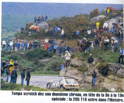 Ari Vatanen - Terry Harryman
28º Tour de Corse - Rallye de France 1984. Peugeot 205 Turbo 16 (323 EXA 75). Abandonó por accidente SS19 Corbara - Calenzana de 23.90 Km.

Debut en el Mundial de Rallys del Peugeot 205 T16.

Del 3 al 5 de Mayo, Ajaccio, Córcega, Francia.
Superficie: asfalto.

El Rally tenia un total de 1618 km de los que 1130.9 km divididos en 30 tramos eran especiales.

Se inscribieron 158 equipos, tomaron la salida 155, finalizaron 57.@
Palabras clave: ;Peugeot;Turbo;Grupo_B;Corcega;1984;Debut;Corse
