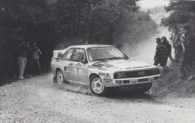 Walter Röhrl - Christian Geistdörfer
26º Rallye Sanremo 1984. Audi Sport Quattro S1 (IN-NT 2). Abandonó por motor en SS41 Ghizzano 2 de 13,20 km.

Del 30 de Septiembre al 5 de Octubre, Sanremo, Liguria, Imperia, Italia.
Superficie: asfalto -tierra.

El Rally tenia un total de 2546.29 km de los que 807.69 km divididos en 56 tramos eran especiales, (2 de ellas fueron canceladas SS7 Sante Luce de 12,30 km y SS26 Chiusdino 2 de 17,41 Km).

Se inscribieron 104 equipos, tomaron la salida 100, finalizaron 35.@
Palabras clave: Walter_Röhrl;Audi;Sport;Quattro;Grupo_B;Sanremo;1984