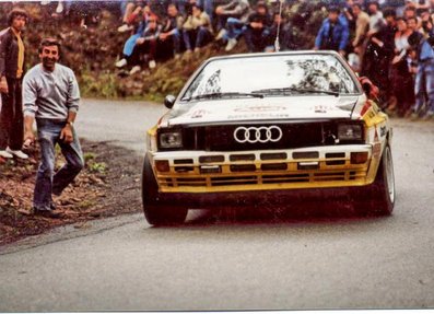 Stig Blomqvist - Björn Cederberg
18º Rallye de Portugal 1984. Audi Quattro A2. Abandonó por accidente en SS33 Nogueira 1 de 7 Km.

Del 6 al 10 de Marzo, Estoril, Portugal.
Superficie: asfalto - tierra.

El Rally tenia un total de 2400 km de los que 684 km divididos en 45 tramos eran especiales.

Tomaron la salida 70 equipos, finalizaron 20.@
Palabras clave: Stig_Blomqvist;Bjorn_Cederberg;Audi;Quattro;Grupo_B;Portugal;1984