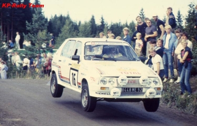Philippe Wambergue  - Jean De Alexandris
34º 1000 Lakes Rally 1984. Citröen Visa 1000 Pistes. Abandonó por la transmisión del coche.

Del 24 al 26 de Agosto, Jyväskylä, Finlandia.
Superficie: tierra.

El Rally tení­a un total de 1416.31 km de los que 460.96 km divididos en 51 tramos eran especiales. Una de ellas fue cancelada, SS2 Humalamaki de 3,69 Km.
Varios espectadores resultaron heridos en este accidente en el que estuvo involucrado el Vauxhall Chevette 2300 HSR (FER 688W) #48 de Julian Roderick - David Holmes.

Tomaron la salida 144 equipos, finalizaron 74.@
Palabras clave: Citroen;Visa;Grupo_B;Finlandia;1984;
