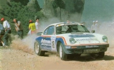 Saeed Al-Hajri - John Spiller
31º Rothmans Acropolis Rally 1984. Porsche 911 SC RS (A815 CCF). Abandonó por la caja de cambio en SS24 Tsouka de 6,54 Km.

Del 26 al 31 de Mayo, Atenas, Grecia.
Superficie: tierra.

El Rally tení­a un total de 2265 km, de los que 796.62 km divididos en 47 tramos eran especiales.

Tomaron la salida 104 equipos, finalizaron 32.@
Palabras clave: ;Porsche;SC;RS;Grecia;Acropolis;1984;grupo_B
