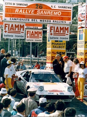 Rossano Chiossi - Chiossi
26º Rallye Sanremo 1984. Ferrari 308 GTB. Abandonó.

Del 30 de Septiembre al 5 de Octubre, Sanremo, Liguria, Imperia, Italia.
Superficie: asfalto -tierra.

El Rally tenia un total de 2546.29 km de los que 807.69 km divididos en 56 tramos eran especiales, (2 de ellas fueron canceladas SS7 Sante Luce de 12,30 km y SS26 Chiusdino 2 de 17,41 Km).

Se inscribieron 104 equipos, tomaron la salida 100, finalizaron 35.@
Palabras clave: Ferrari;GTB;Grupo_B;Sanremo;1984