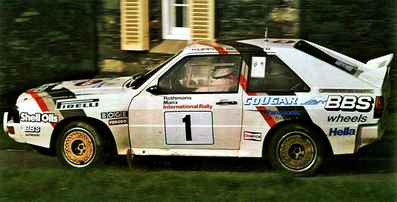 Hannu Mikkola - Arne Hertz
22º Rothmans Manx International Rally 1984. Audi Quattro Sport S1. Abandonò por la caja de cambios.
Tomaron la salida 104 equipos, finalizaron 45.@
Palabras clave: ;Audi;Sport;Quattro;Grupo_B;Manx_Rally;1984