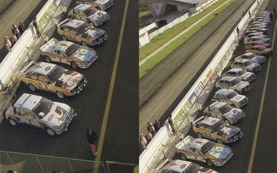 Parque Cerrado del 19º Rallye de Portugal Vinho do Porto 1985
Ronda 3 FIA World Rally Championship 1985

Del 6 al 9 de Marzo, Estoril, Cascais, Lisboa, Portugal.
Superficie: asfalto - tierra.

El Rally tení­a un total de 2455 km de los que 730.50 km divididos en 47 tramos eran especiales.

Tomaron la salida 94 equipos, finalizaron 28.
Palabras clave: Parque_Cerrado;Portugal;1985;Grupo_B