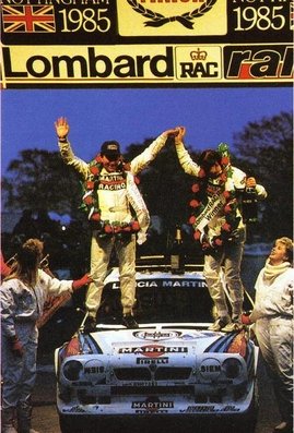 Henri Toivonen - Neil Wilson
34º Lombard RAC Rally 1985. Lancia Delta S4 (A6 37353). Clasificado 1º.

Debut con victoria en el Mundial de Rallyes del Lancia Delta S4.

Del 24 al 28 de Noviembre, Nottingham, Inglaterra.
Superficie: tierra.

El Rally tenia un total de 3507 km de los que 896.98 km divididos en 65 tramos eran especiales, (2 de ellas fueron canceladas, SS43 Kielder Forest - Ogre Hill de 12,02 Km y SS64 Nuss de 8,79 Km).

Tomaron la salida 155 equipos, finalizaron 62.@
Palabras clave: Henri_Toivonen;Lancia;Delta;Grupo_B;Gran_Bretaña;1985;debut;RAC_Rally