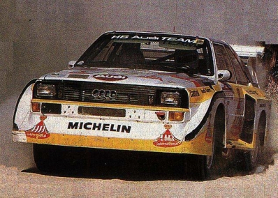 Walter Röhrl - Christian Geistdörfer
27º Rally Sanremo 1985. Audi Sport Quattro S1 E2 (IN-NM 7). Clasificado 1º.

Del 29 de Septiembre al 4 de Octubre, Sanremo, Liguria, Imperia, Italia.
Superficie: asfalto - tierra.

El Rally tenia un total de 2340.56 km, de los que 696.90 km divididos en 45 tramos eran especiales (2 de ellos fueron cancelados SS20 Murio 1 de 9.12 km, SS36 Ronde 1 de 37.22 km).

Tomaron la salida 98 equipos, finalizaron 33.@
Palabras clave: Walter_Röhrl;Audi;Quattro;Sport;Grupo_B;Sanremo;1985