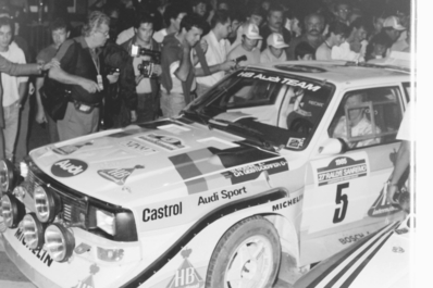 Walter Röhrl - Christian Geistdörfer
27º Rally Sanremo 1985. Audi Sport Quattro S1 E2 (IN-NM 7). Clasificado 1º.

Del 29 de Septiembre al 4 de Octubre, Sanremo, Liguria, Imperia, Italia.
Superficie: asfalto - tierra.

El Rally tenia un total de 2340.56 km, de los que 696.90 km divididos en 45 tramos eran especiales (2 de ellos fueron cancelados SS20 Murio 1 de 9.12 km, SS36 Ronde 1 de 37.22 km).

Tomaron la salida 98 equipos, finalizaron 33.@
Palabras clave: Walter_Röhrl;Audi;Sport;Quattro;Sanremo;1985;Grupo_B