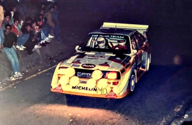 Walter Röhrl - Christian Geistdörfer
27º Rally Sanremo 1985. Audi Sport Quattro S1 E2 (IN-NM 7). Clasificado 1º.

Del 29 de Septiembre al 4 de Octubre, Sanremo, Liguria, Imperia, Italia.
Superficie: asfalto - tierra.

El Rally tenia un total de 2340.56 km, de los que 696.90 km divididos en 45 tramos eran especiales (2 de ellos fueron cancelados SS20 Murio 1 de 9.12 km, SS36 Ronde 1 de 37.22 km).

Tomaron la salida 98 equipos, finalizaron 33.@
Palabras clave: Walter_Röhrl;Audi;Quattro;Sport;Grupo_B;Sanremo;1985
