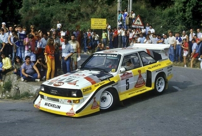 Walter Röhrl - Christian Geistdörfer
27º Rally Sanremo 1985. Audi Sport Quattro S1 E2 (IN-NM 7). Clasificado 1º.

Del 29 de Septiembre al 4 de Octubre, Sanremo, Liguria, Imperia, Italia.
Superficie: asfalto - tierra.

El Rally tenia un total de 2340.56 km, de los que 696.90 km divididos en 45 tramos eran especiales (2 de ellos fueron cancelados SS20 Murio 1 de 9.12 km, SS36 Ronde 1 de 37.22 km).

Tomaron la salida 98 equipos, finalizaron 33.@
Palabras clave: Walter_Röhrl;Audi;Sport;Quattro;Sanremo;1985;Grupo_B