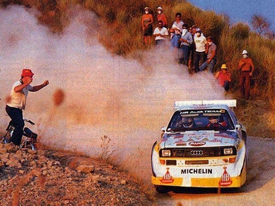 Walter Röhrl - Christian Geistdörfer
27º Rally Sanremo 1985. Audi Sport Quattro S1 E2 (IN-NM 7). Clasificado 1º.

Del 29 de Septiembre al 4 de Octubre, Sanremo, Liguria, Imperia, Italia.
Superficie: asfalto - tierra.

El Rally tenia un total de 2340.56 km, de los que 696.90 km divididos en 45 tramos eran especiales (2 de ellos fueron cancelados SS20 Murio 1 de 9.12 km, SS36 Ronde 1 de 37.22 km).

Tomaron la salida 98 equipos, finalizaron 33.@
Palabras clave: Walter_Röhrl;Audi;Quattro;Sport;Grupo_B;Sanremo;1985