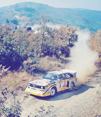 Walter Röhrl - Christian Geistdörfer
27º Rally Sanremo 1985. Audi Sport Quattro S1 E2 (IN-NM 7). Clasificado 1º.

Del 29 de Septiembre al 4 de Octubre, Sanremo, Liguria, Imperia, Italia.
Superficie: asfalto - tierra.

El Rally tenia un total de 2340.56 km, de los que 696.90 km divididos en 45 tramos eran especiales (2 de ellos fueron cancelados SS20 Murio 1 de 9.12 km, SS36 Ronde 1 de 37.22 km).

Tomaron la salida 98 equipos, finalizaron 33.@
Palabras clave: Walter_Röhrl;Audi;Quattro;Sport;Grupo_B;Sanremo;1985