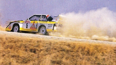 Walter Röhrl - Christian Geistdörfer
27º Rally Sanremo 1985. Audi Sport Quattro S1 E2 (IN-NM 7). Clasificado 1º.

Del 29 de Septiembre al 4 de Octubre, Sanremo, Liguria, Imperia, Italia.
Superficie: asfalto - tierra.

El Rally tenia un total de 2340.56 km, de los que 696.90 km divididos en 45 tramos eran especiales (2 de ellos fueron cancelados SS20 Murio 1 de 9.12 km, SS36 Ronde 1 de 37.22 km).

Tomaron la salida 98 equipos, finalizaron 33.@
Palabras clave: Walter_Röhrl;Audi;Quattro;Sport;Sanremo;1985;grupo_B