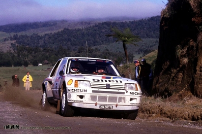 Timo Salonen - Seppo Harjanne
15º AWA Clarion Rally de Nueva Zelanda 1985. Peugeot 205 T16 (704 EXC 75). Clasificado 1º.

Del 29 de Junio al 2 de Julio, Auckland, Nueva Zelanda.
Superficie: tierra.

El Rally tenia un total de 2487.00 km de los que 935.50 km divididos en 48 tramos eran especiales, (2 de ellas fueron canceladas SS11 Ahuroa Puhoi Road de 12 Km y SS45 Bothwell Road de 25 Km).

Tomaron la salida 67 equipos, finalizaron 39.

© Martin Holmes
@
Palabras clave: Timo_Salonen;Peugeot;Grupo_B;Nueva_Zelanda;1985