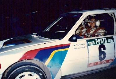 Timo Salonen - Seppo Harjanne
19º Rallye de Portugal Vinho do Porto 1985. Peugeot 205 Turbo 16 (323 EXA 75). Clasificado 1º.

Del 6 al 9 de Marzo, Estoril, Cascais, Lisboa, Portugal.
Superficie: asfalto - tierra.

El Rally tení­a un total de 2455 km de los que 730.50 km divididos en 47 tramos eran especiales.

Tomaron la salida 94 equipos, finalizaron 28.@
Palabras clave: Timo_Salonen;Peugeot;Turbo;Portugal;Grupo_B;1985