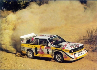 Walter Röhrl - Christian Geistdörfer
27º Rally Sanremo 1985. Audi Sport Quattro S1 E2 (IN-NM 7). Clasificado 1º.

Del 29 de Septiembre al 4 de Octubre, Sanremo, Liguria, Imperia, Italia.
Superficie: asfalto - tierra.

El Rally tenia un total de 2340.56 km, de los que 696.90 km divididos en 45 tramos eran especiales (2 de ellos fueron cancelados SS20 Murio 1 de 9.12 km, SS36 Ronde 1 de 37.22 km).

Tomaron la salida 98 equipos, finalizaron 33.@
Palabras clave: Walter_Röhrl;Audi;Quattro;Sport;Grupo_B;Sanremo;1985