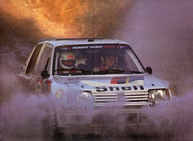 Timo Salonen - Seppo Harjanne
5º Marlboro Rally de Argentina 1985. Peugeot 205 Turbo 16 (704 EXC 75). Clasificado 1º.

Del 30 de Julio al 3 de Agosto, Buenos Aires - Cordoba, Argentina.
Superficie: tierra.

El Rally tenia un total de 2616.00 km de los que 956.71 km divididos en 23 tramos eran especiales.

Tomaron la salida 138 equipos, finalizaron 39.@
Palabras clave: Timo_Salonen;Peugeot;Turbo;Argentina;1985;Grupo_B