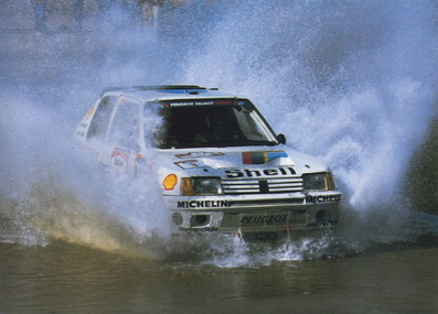 Timo Salonen - Seppo Harjanne
5º Marlboro Rally de Argentina 1985. Peugeot 205 Turbo 16 (704 EXC 75). Clasificado 1º.

Del 30 de Julio al 3 de Agosto, Buenos Aires - Cordoba, Argentina.
Superficie: tierra.

El Rally tenia un total de 2616.00 km de los que 956.71 km divididos en 23 tramos eran especiales.

Tomaron la salida 138 equipos, finalizaron 39.@
Palabras clave: Timo_Salonen;Peugeot;Turbo;Argentina;1985;Grupo_B