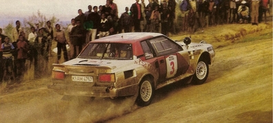 Björn Waldegård - Hans Thorszelius
33º Marlboro Safari Rally 1985. Toyota Celica TCT, (K-AM 4757). Clasificado 2º.

Del 4 al 8 de Abril, Nairobi, Kenya, África.
Superficie: tierra.

El Rally tenia un total de 5167.6 km con 88 controles horarios.

Tomaron la salida 71 equipos, finalizaron 20.@
Palabras clave: ;Toyota;Celica;TCT;Safari;Grupo_B;1985