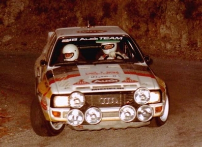 Walter Röhrl - Christian Geistdörfer
53º Rallye Automobile de Monte-Carlo 1985. Audi Sport Quattro S1 (IN-NL 8). Clasificado 2º.

Del 26 de Enero al 1 de Febrero, Monte-Carlo.
Superficie: asfalto -nieve.

El Rally tenía un total de 3999.00 km de los que 851.10 km divididos en 34 tramos eran especiales (1 de ellos fue cancelado SS17 ).

Tomaron la salida 117 equipos, finalizaron 68.@
Palabras clave: Walter_Röhrl;Audi;Quattro;Montecarlo;Sport;Grupo_B;1985