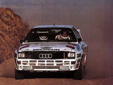 Wilfried Wiedner - Franz Zehetner
5º Marlboro Rally de Argentina 1985. Audi Quattro A2 (IN-NL 1). Clasificado 2º.

Del 30 de Julio al 3 de Agosto, Buenos Aires - Cordoba, Argentina.
Superficie: tierra.

El Rally tenia un total de 2616.00 km de los que 956.71 km divididos en 23 tramos eran especiales.

Tomaron la salida 138 equipos, finalizaron 39.@
Palabras clave: Audi;Quattro;Grupo_B;Argentina;1985